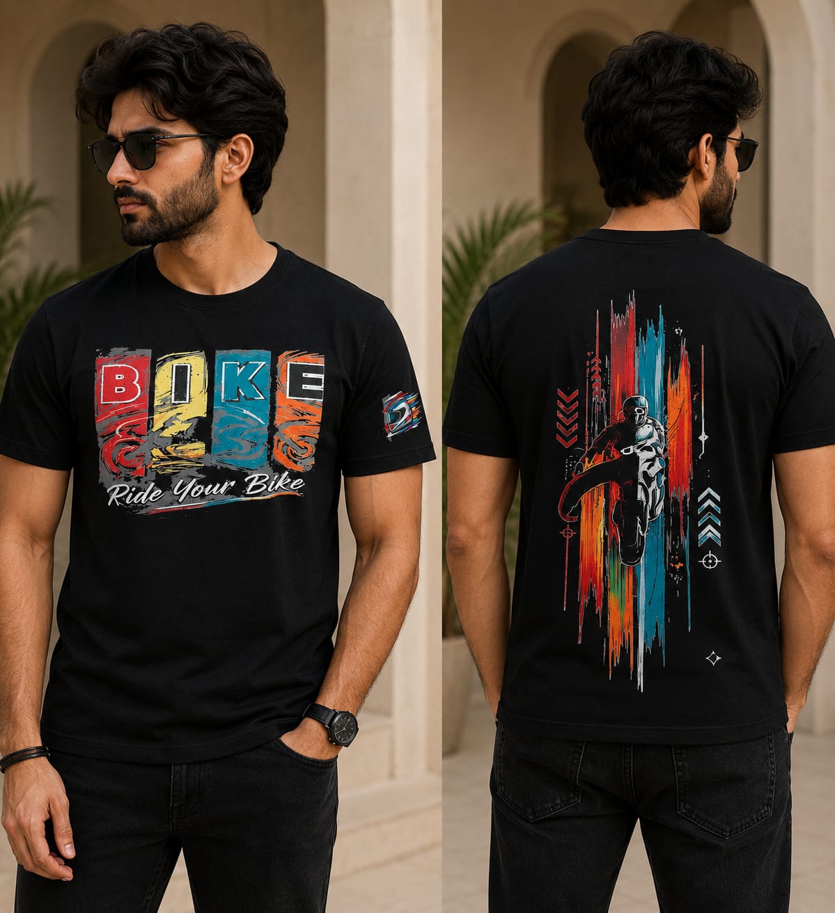 Ride Your Bike Graphic Print Black Premium Cotton Unisex T-Shirt | Ong Bong Chong - Graphic T-Shirt by Ong Bong Chong